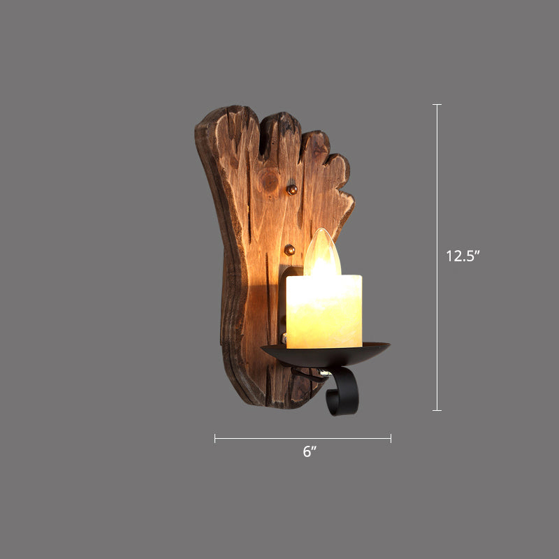 Braun geometrische Wandleuchte rustikales Holz 1-Licht-Restaurant Wandmontage Licht montiert