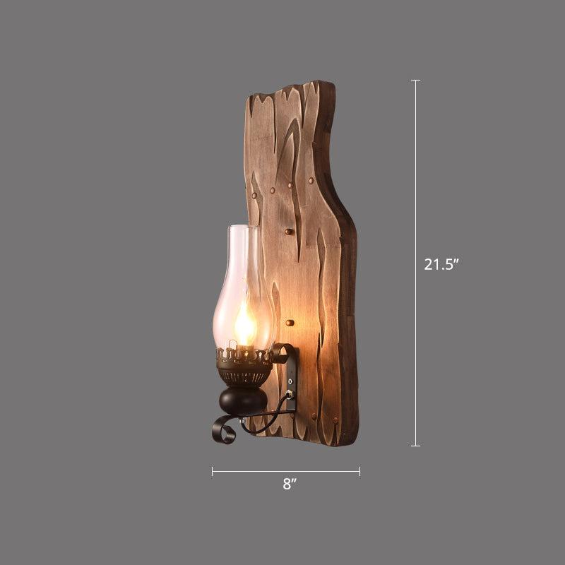 Braun geometrische Wandleuchte rustikales Holz 1-Licht-Restaurant Wandmontage Licht montiert