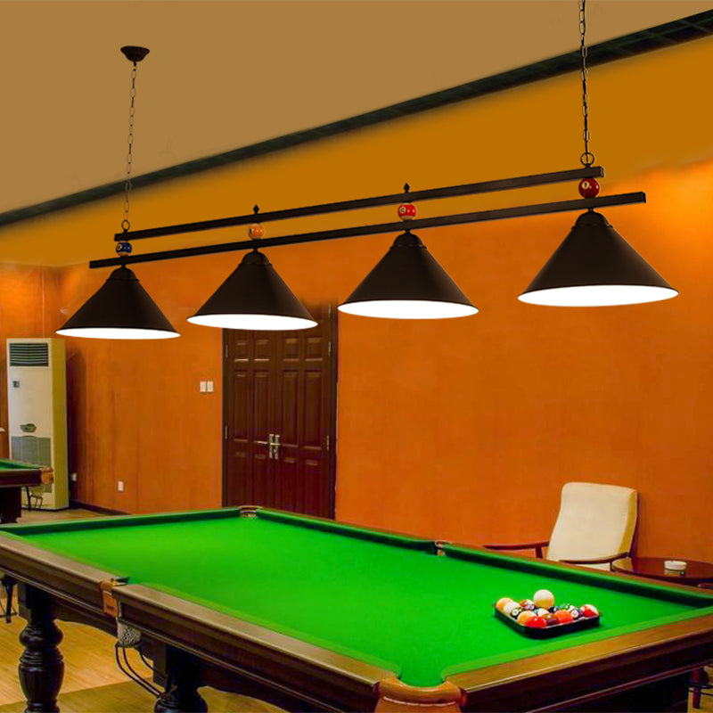 Biljart kroonluchter landstijl bar eiland verlichtingsarmatuur met kegel metalen schaduw