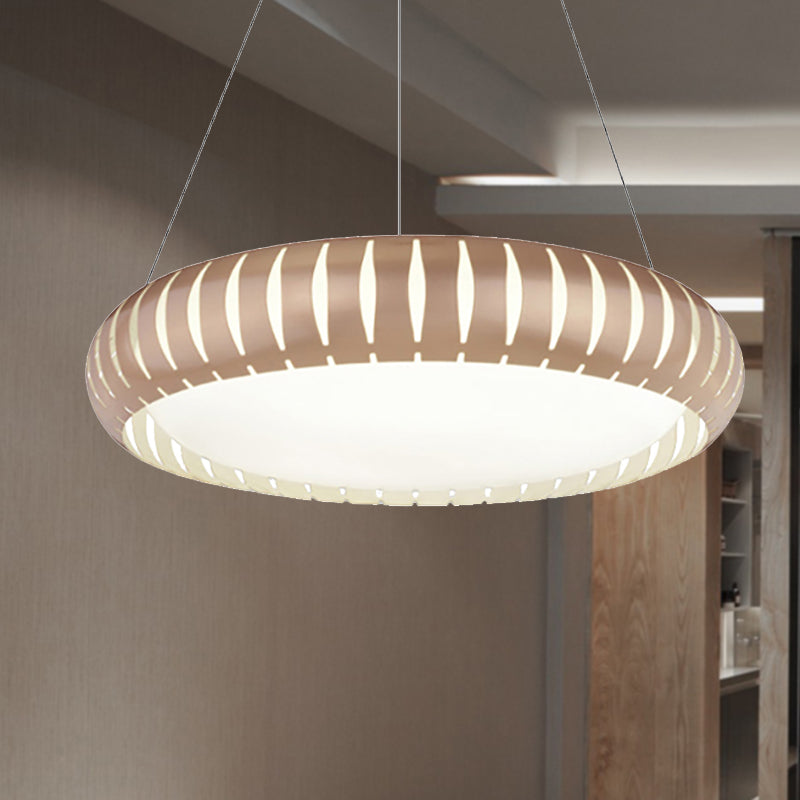Lámpara moderna de metal de metal de techo redondo LED/negro/blanco en luz cálida/blanca/natural, 18 "/22" de ancho