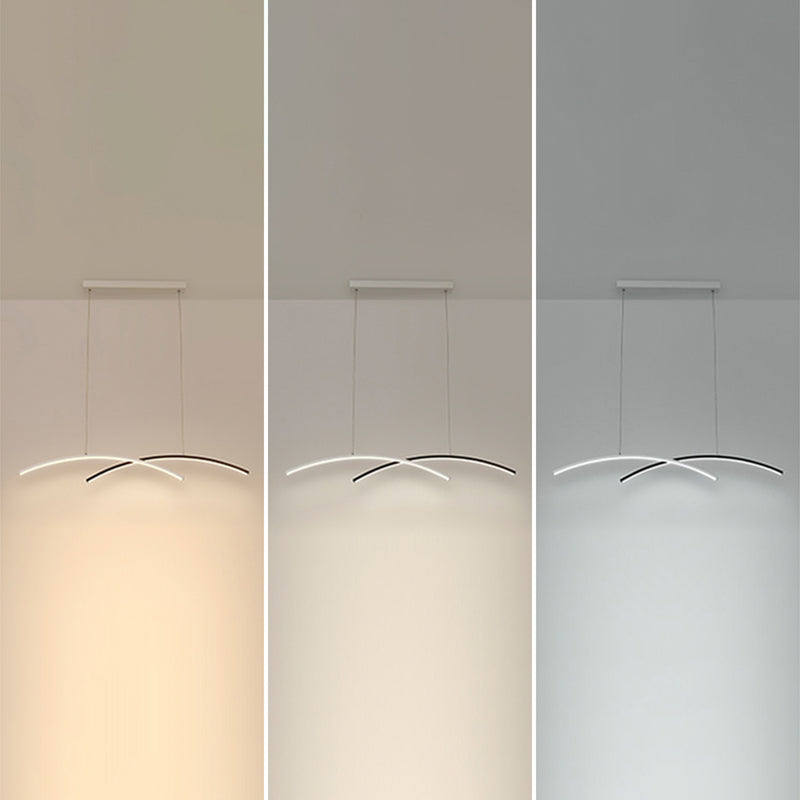 Black and White Arc Ceiling Lighting Simplicity LED Metal Hanging Island Light for Living Room