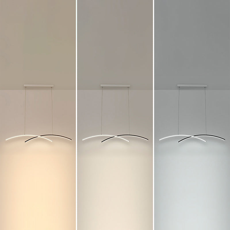 Black and White Arc Ceiling Lighting Simplicity LED Metal Hanging Island Light for Living Room
