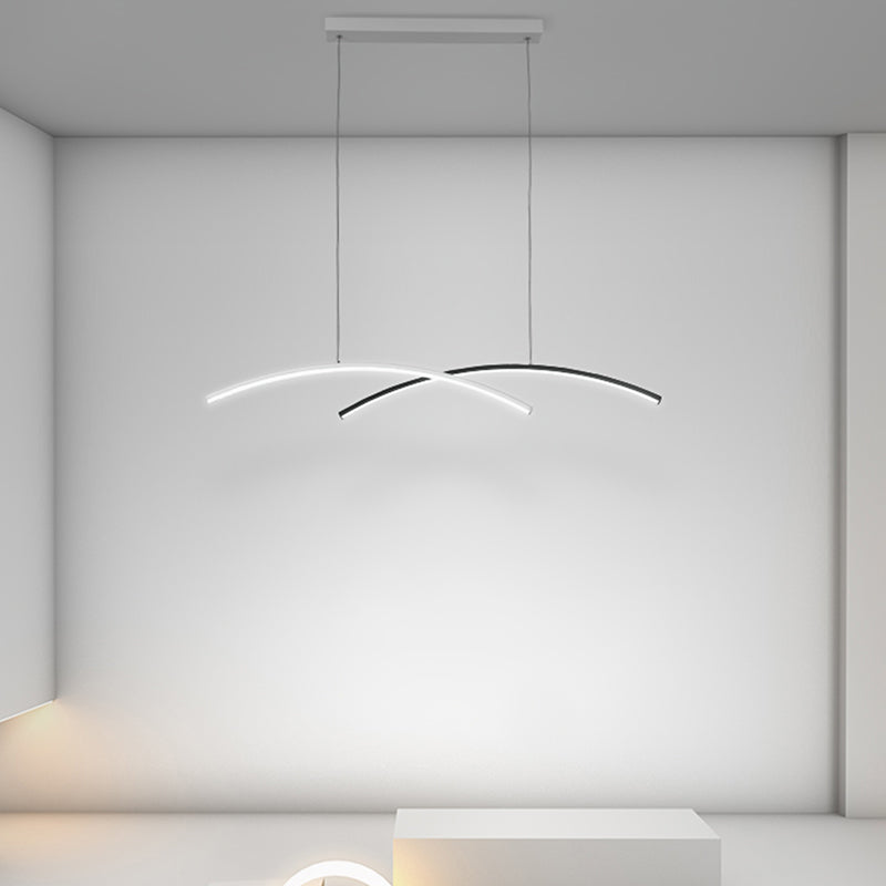 Black and White Arc Ceiling Lighting Simplicity LED Metal Hanging Island Light for Living Room