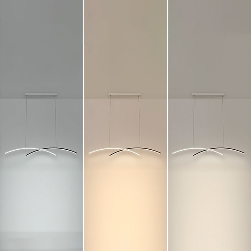 Black and White Arc Ceiling Lighting Simplicity LED Metal Hanging Island Light for Living Room