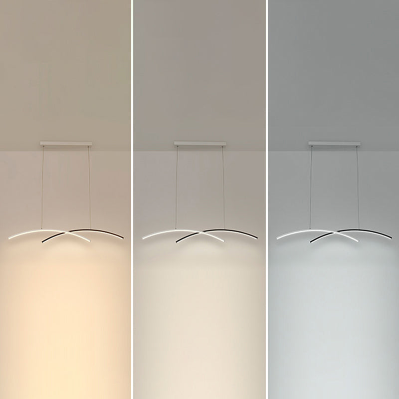Black and White Arc Ceiling Lighting Simplicity LED Metal Hanging Island Light for Living Room