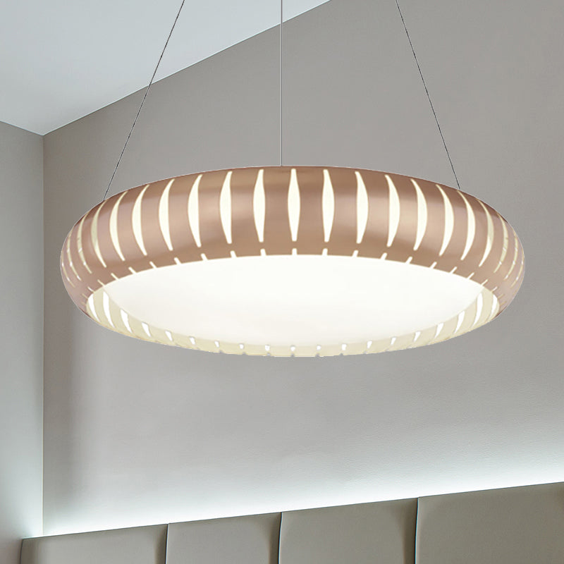 Lámpara moderna de metal de metal de techo redondo LED/negro/blanco en luz cálida/blanca/natural, 18 "/22" de ancho