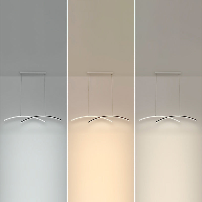 Black and White Arc Ceiling Lighting Simplicity LED Metal Hanging Island Light for Living Room