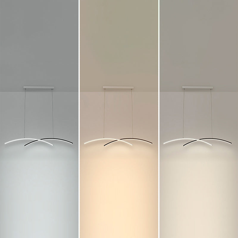Black and White Arc Ceiling Lighting Simplicity LED Metal Hanging Island Light for Living Room