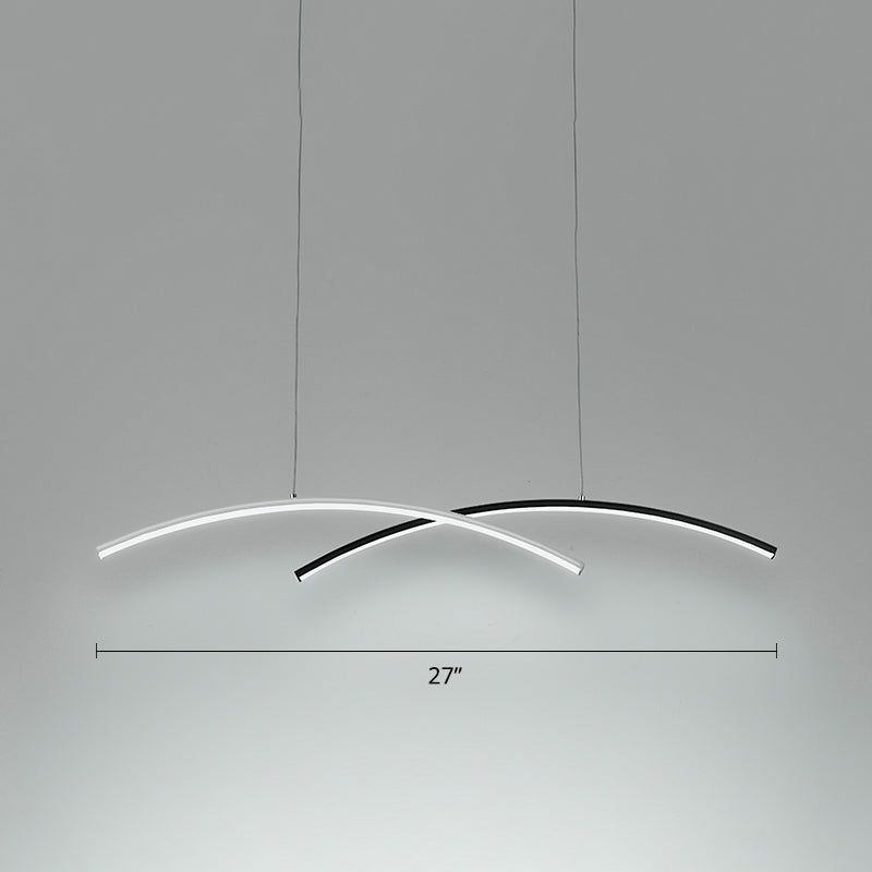 Black and White Arc Ceiling Lighting Simplicity LED Metal Hanging Island Light for Living Room