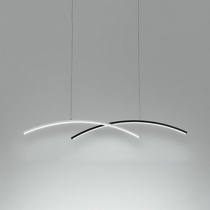 Black and White Arc Ceiling Lighting Simplicity LED Metal Hanging Island Light for Living Room