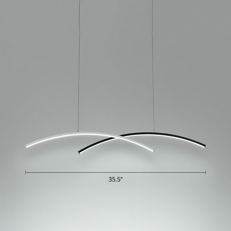 Black and White Arc Ceiling Lighting Simplicity LED Metal Hanging Island Light for Living Room