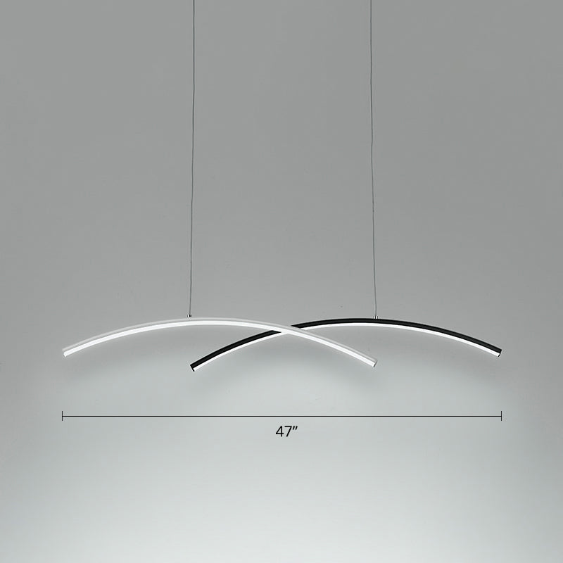 Black and White Arc Ceiling Lighting Simplicity LED Metal Hanging Island Light for Living Room
