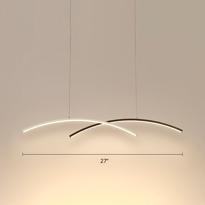 Black and White Arc Ceiling Lighting Simplicity LED Metal Hanging Island Light for Living Room
