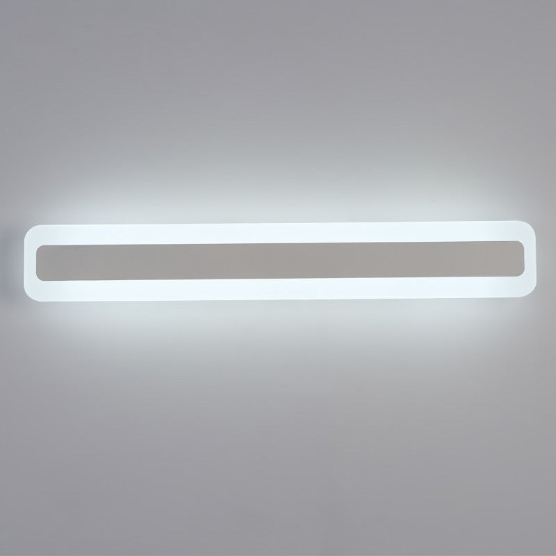 Ultrathin Bar Shaped Flush Wall Sconce Minimalist Acrylic White LED Vanity Light Fixture