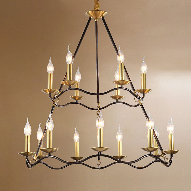 Bougie de lustre en métal noir pendante 6/9/15 Bulbes Pendoir traditionnel Prenant Light pour le salon