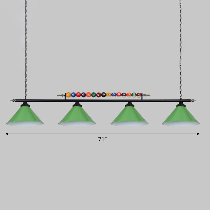 Iron Linear Island Ceiling Light Industrial Country Club Billiard Chandelier with Cone Shade