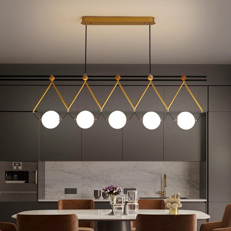 Ball Restaurant Suspension Light Ivory Glass Minimalist Creative Island Lighting Fixture