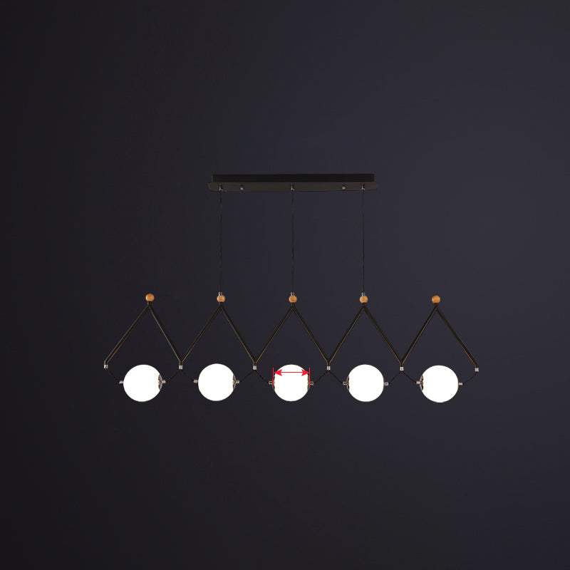 Ball Restaurant Suspension Light Ivory Glass Minimalist Creative Island Lighting Fixture