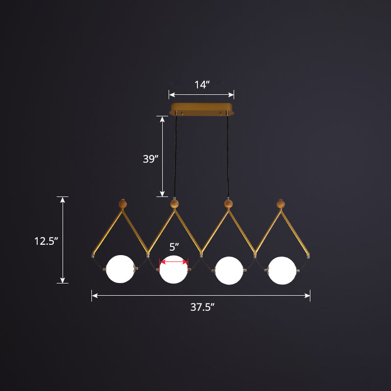 Ball Restaurant Suspension Light Ivory Glass Minimalist Creative Island Lighting Fixture