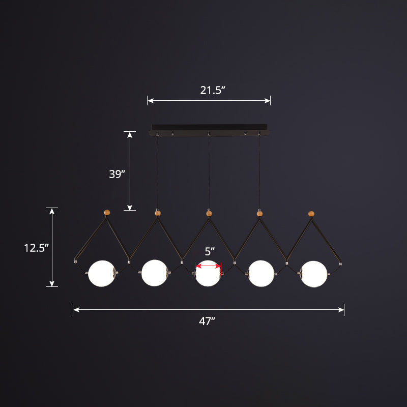 Ball Restaurant Suspension Light Ivory Glass Minimalist Creative Island Lighting Fixture