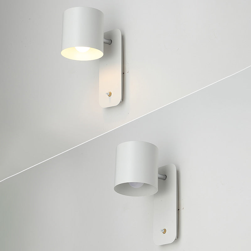 Lampe de lecture de cylindre pivable lampe nordique métallique à un seul bulbe lumière avec bouton d'alimentation