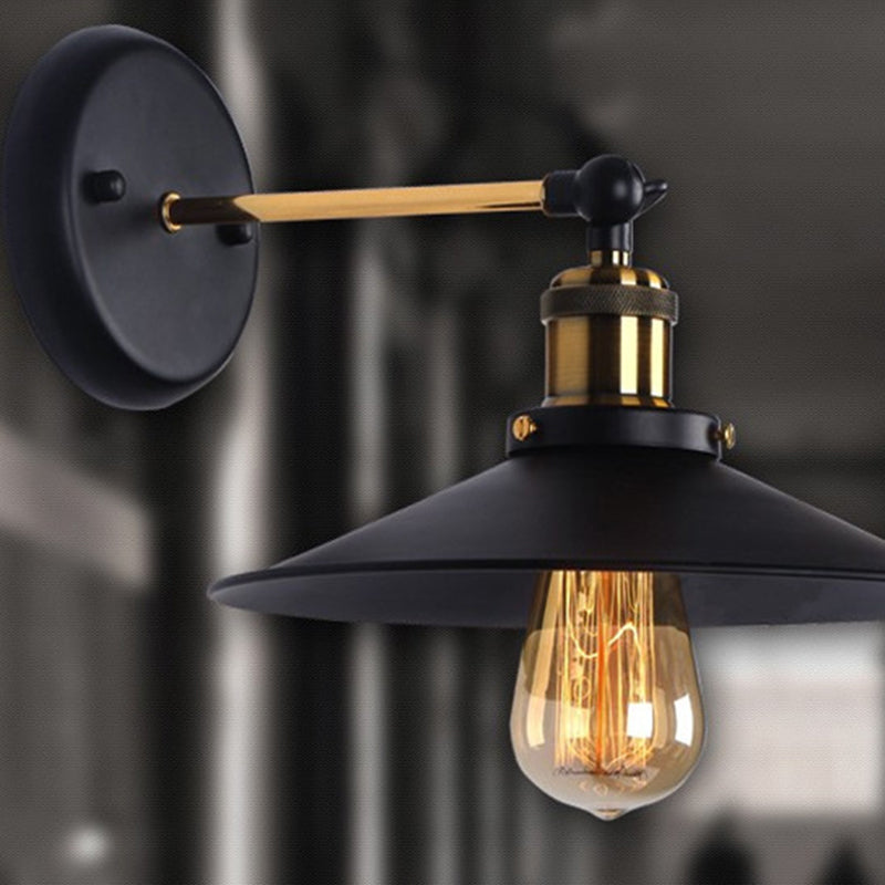 Black Shaded Wall Mount Lamp Industrial Metal 1 Head Corridor Wall Lighting Ideas