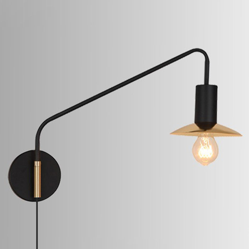 Metal Swing Arm Sconce Style Industrial Single Living Room Lecture Lumière avec soucoupe