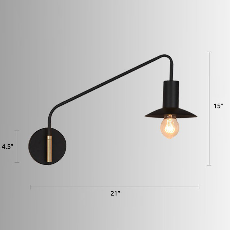Metal Swing Arm Sconce Style Industrial Single Living Room Lecture Lumière avec soucoupe