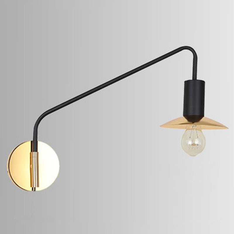 Metal Swing Arm Sconce Style Industrial Single Living Room Lecture Lumière avec soucoupe