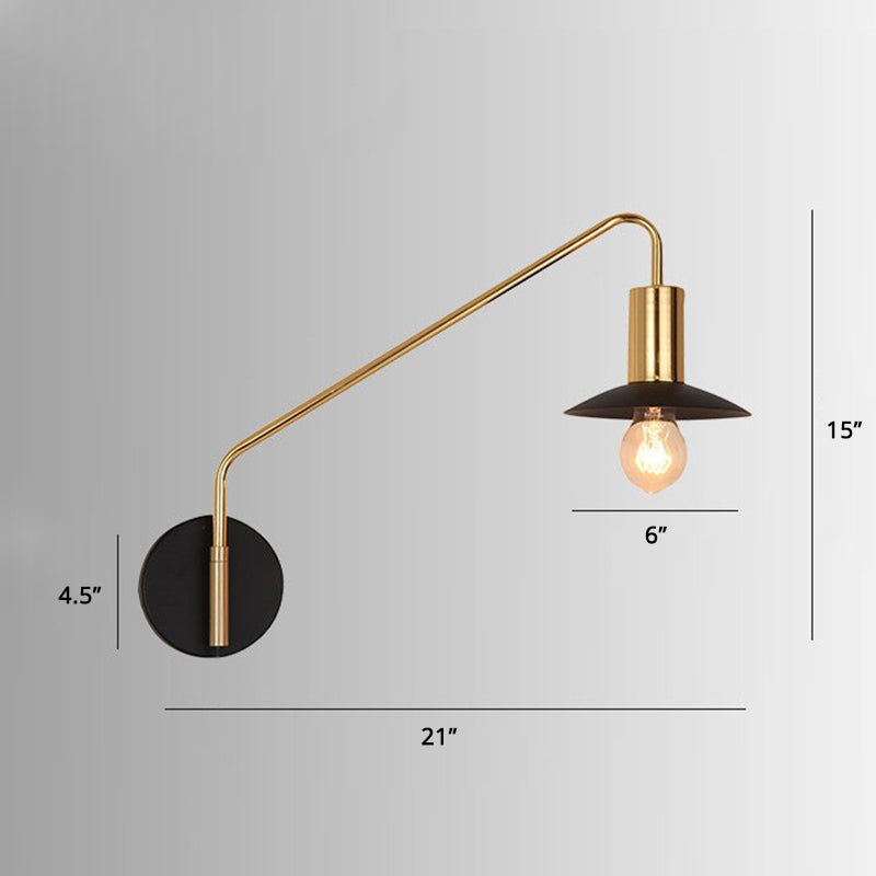 Metal Swing Arm Sconce Style Industrial Single Living Room Lecture Lumière avec soucoupe