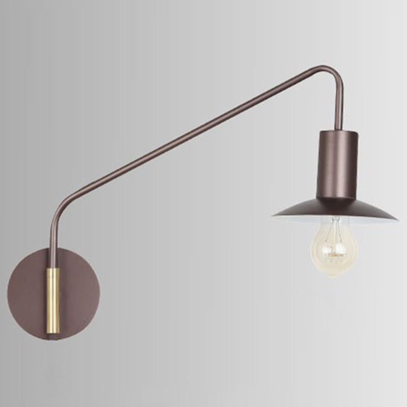 Metal Swing Arm Sconce Style Industrial Single Living Room Lecture Lumière avec soucoupe
