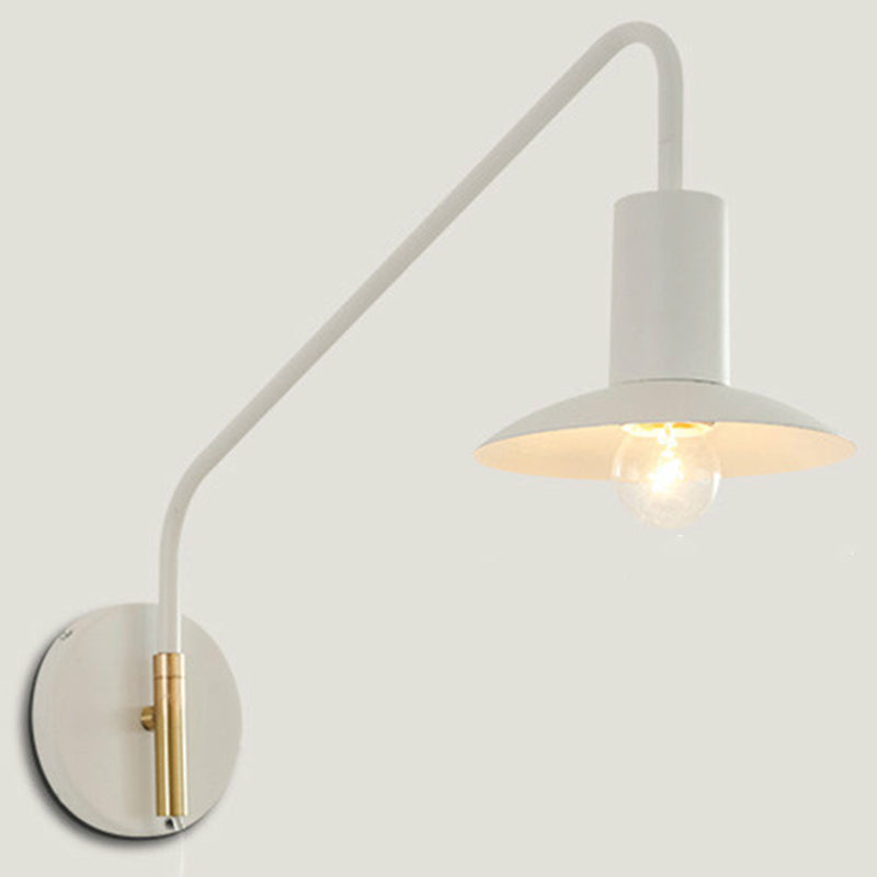 Metal Swing Arm Sconce Style Industrial Single Living Room Lecture Lumière avec soucoupe