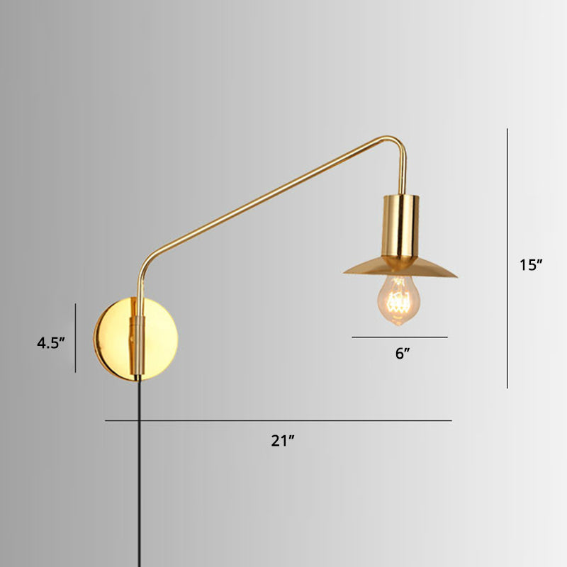Metal Swing Arm Sconce Style Industrial Single Living Room Lecture Lumière avec soucoupe