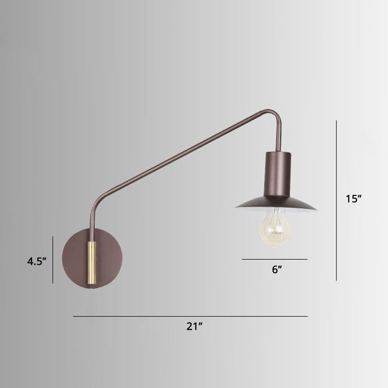 Metal Swing Arm Sconce Style Industrial Single Living Room Lecture Lumière avec soucoupe