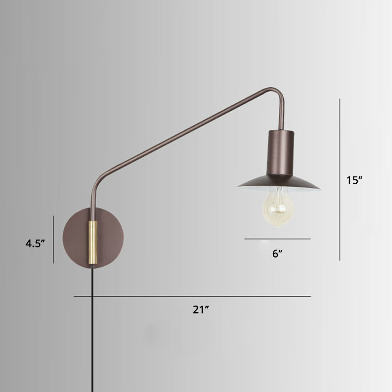 Metal Swing Arm Sconce Style Industrial Single Living Room Lecture Lumière avec soucoupe