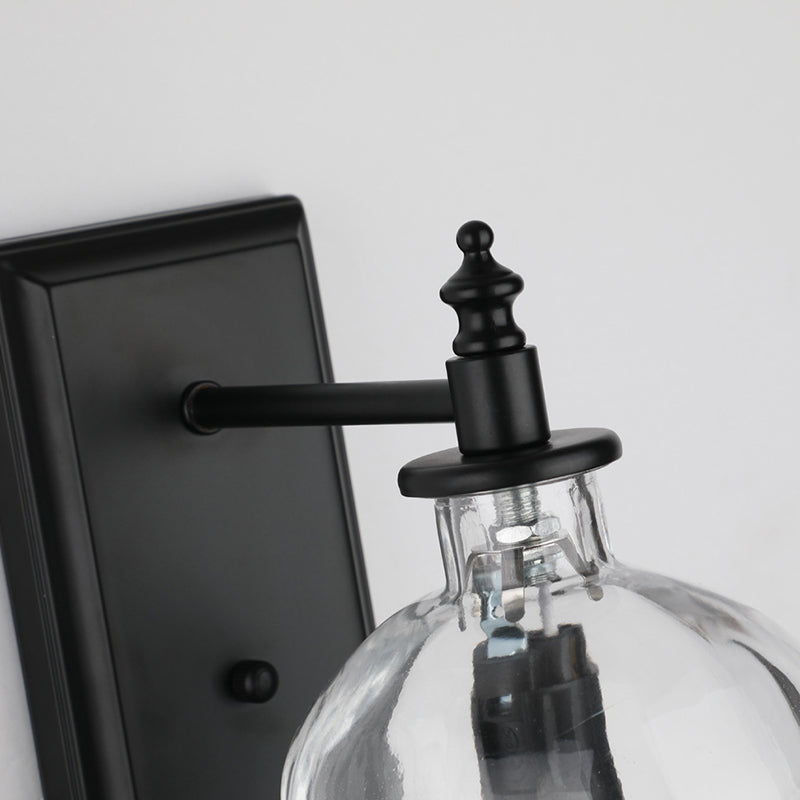 Clear Glass Skull Wall Lighting Art Deco 1 Head Black Sconce Light Fixture for Bedroom