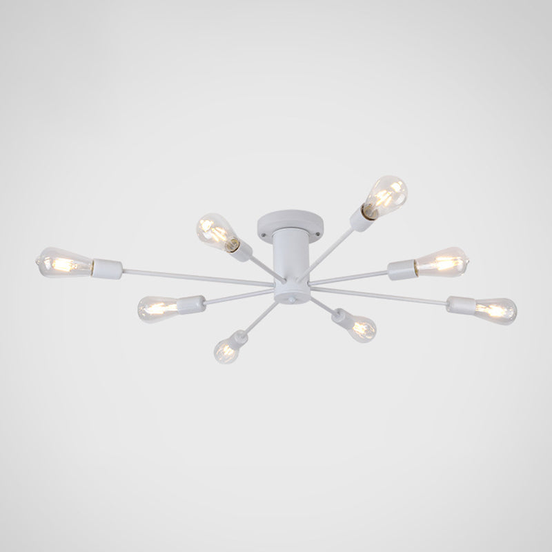 Burst Style Living Room Ceiling Flush Mount Industrial Metal Semi Flush Light Fixture