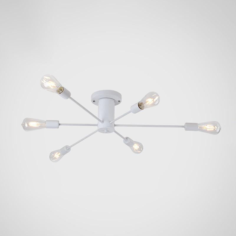 Burst Style Living Room Ceiling Flush Mount Industrial Metal Semi Flush Light Fixture