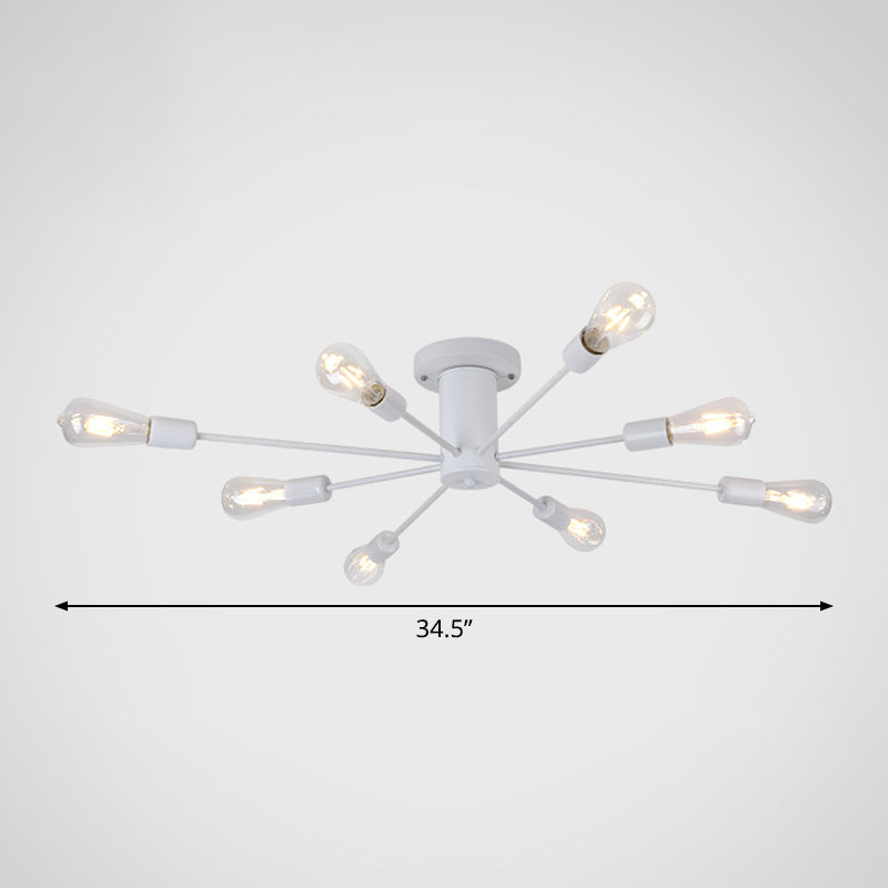 Burst Style Living Room Ceiling Flush Mount Industrial Metal Semi Flush Light Fixture