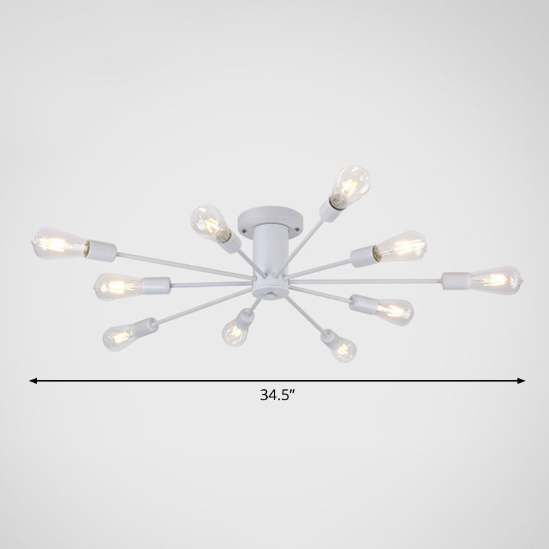 Burst Style Living Room Ceiling Flush Mount Industrial Metal Semi Flush Light Fixture