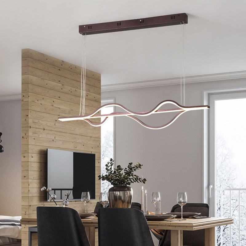 Flow Shape Ceiling Hang Light Artistic Metal Dining Room LED Pendant Lighting Fixture