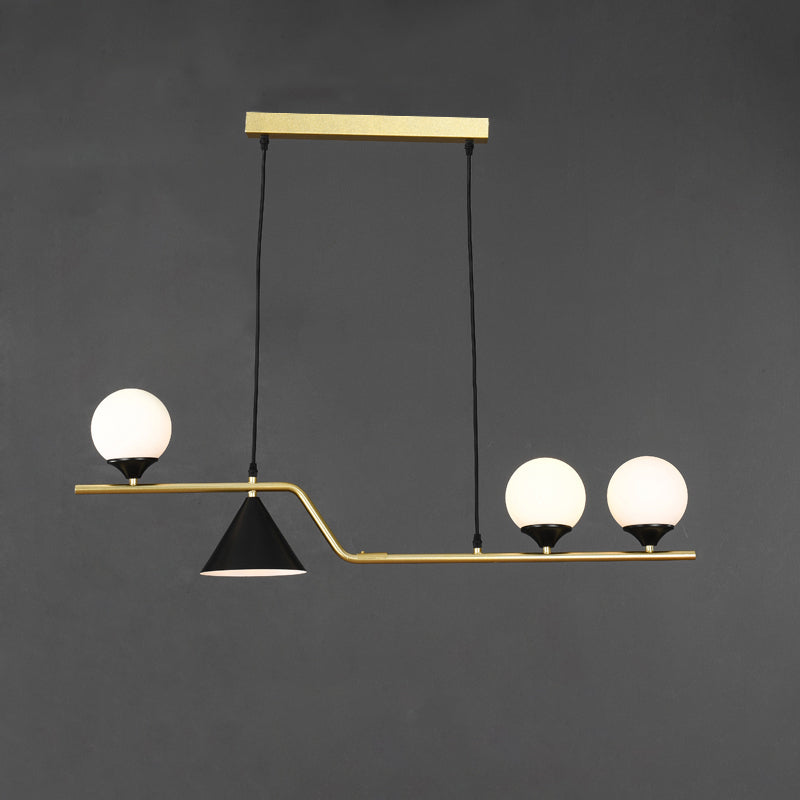 Cone and Ball Hanging Island Light Minimalist Metal Dining Room Pendant Lamp in Gold