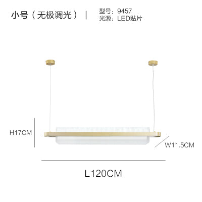 Nordic Linear Island Lamp Acrylic Dining Room LED Pendant Lighting Fixture in Gold