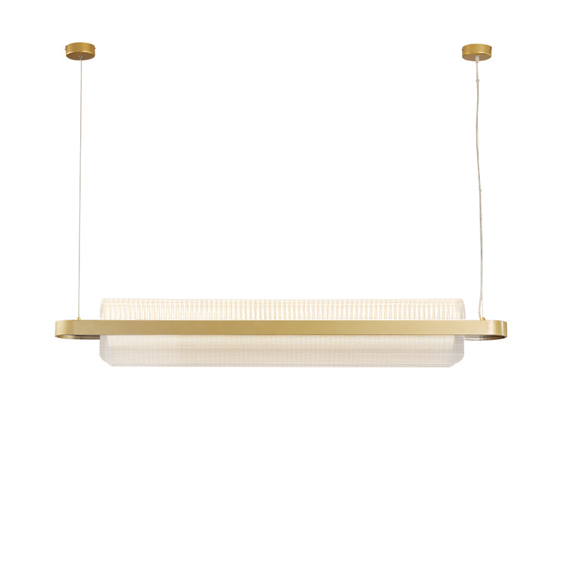 Nordic Linear Island Lamp Acrylic Dining Room LED Pendant Lighting Fixture in Gold
