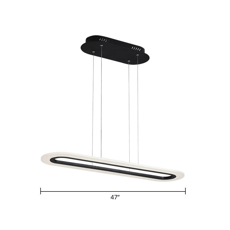Acrylic Oblong LED Suspension Light Fixture Minimalist Style Hanging Lamp over Island
