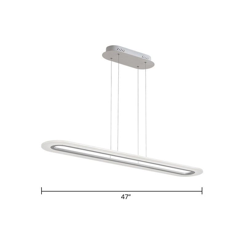 Acrylic Oblong LED Suspension Light Fixture Minimalist Style Hanging Lamp over Island