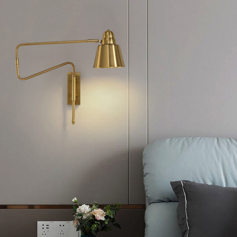 Gearceerde bedmuur gemonteerd leeslamp metaal 1 kop Noordse taakwand sconce met intrekbare arm