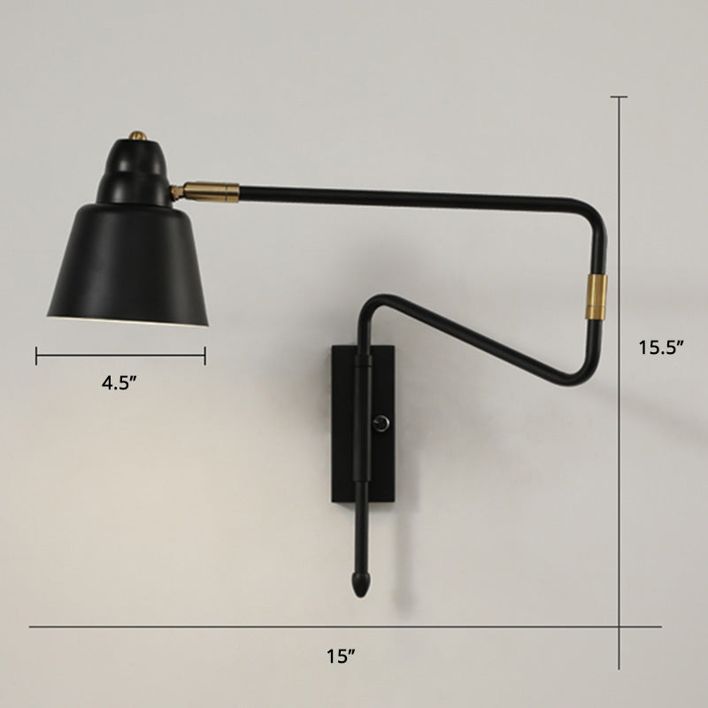 Gearceerde bedmuur gemonteerd leeslamp metaal 1 kop Noordse taakwand sconce met intrekbare arm