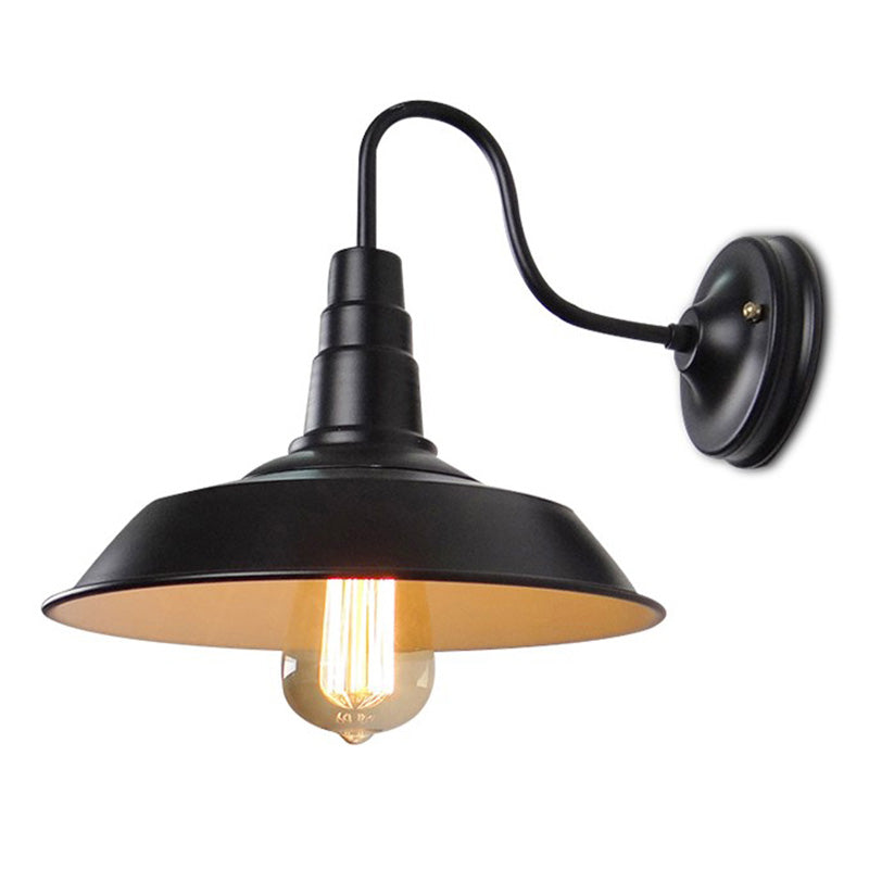 1 Head Schwanenhals Wandleuchte Style Metall -Leuchtenleuchte mit Scheunenschatten