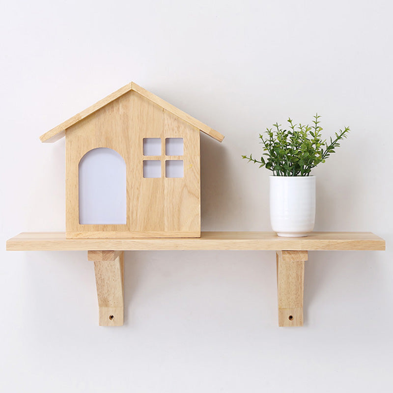 Cottage LED Wall Sconce Lamp Creative Decorative Wood Wall Lighting with Shelf for Bedroom